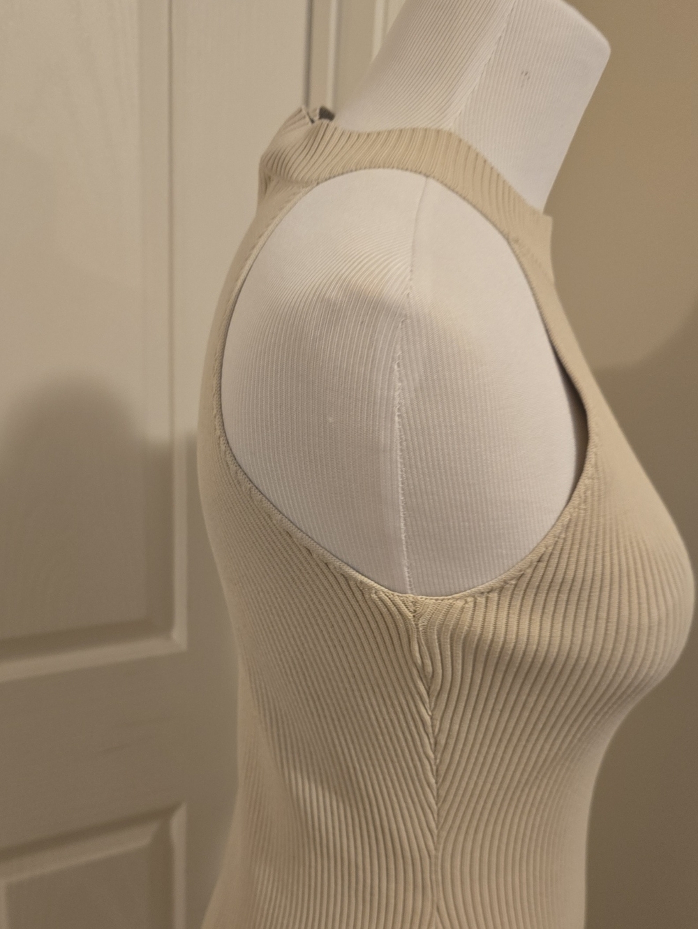 Sincerely Jules Cream Ribbed Halter Midi Dress - Picture 3 of 5